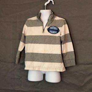 Grey & White Striped Football Pullover